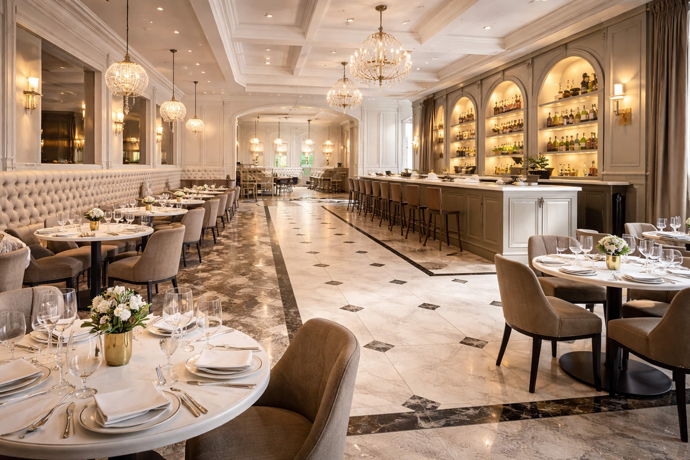 Das stilvolle Interieur des Restaurants für Conseurs konzipiert